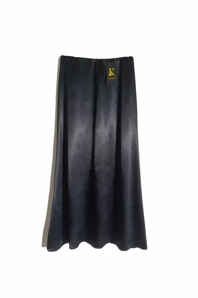 Black Maxi Size Medium Thick Draped Elasticated High Waist Long Satin Skirt