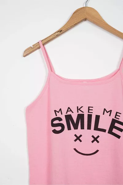 طقم بيجامة نسائية كاندي بينك مع شورت مع أحزمة حبل