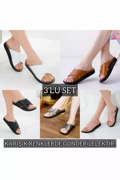 حذاء صيفي نسائي غير قابل للانزلاق للشارع والشاطئ والحمام اليومي ثلاثي