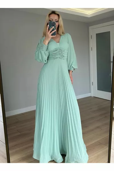 Kadin uzun mint elbise