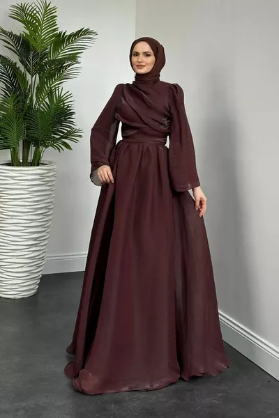 Margaret Drape Janjan Abiye Kahverengi