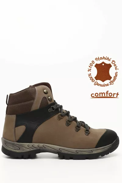 SAND NUBUK Vorderseite Echtleder Runde Zehenpartie Gummisohle Schnürung Casual Herren Stiefel 