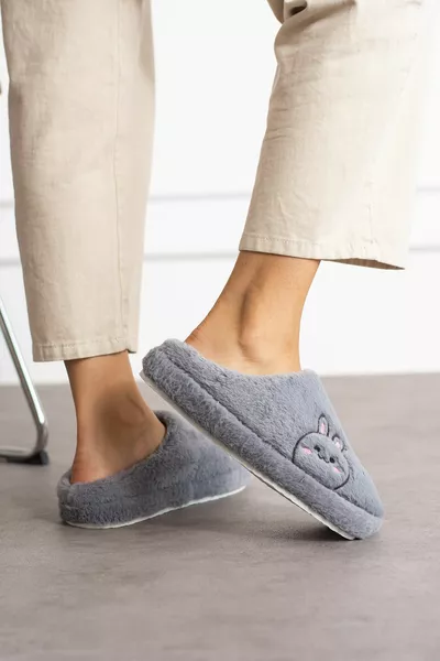 Женская фигурка кролика Бесшумная подошва Плюшевые домашние тапочки Тапочки с приданым