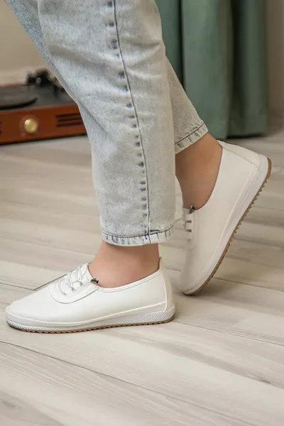 Orthopedische Casual Zachte Vrouwen Huid Trekkoord Ballers