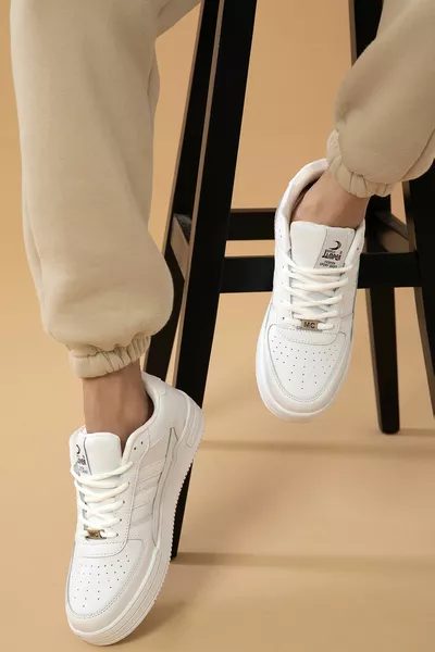 Unisex Beyaz Günlük Rahat Spor Ayakkabı Sneaker