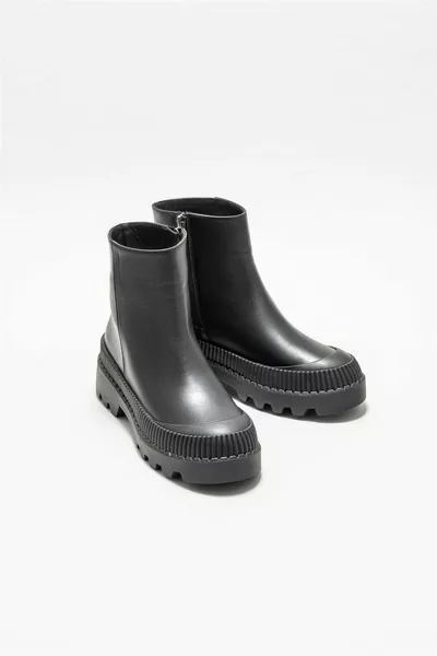 Zwarte leren casual laarzen voor dames