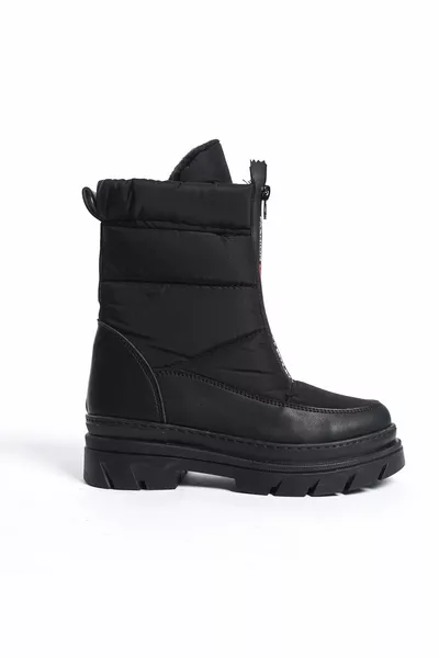 Women's Snow Boots Front Zipper Thick Serrated Sole