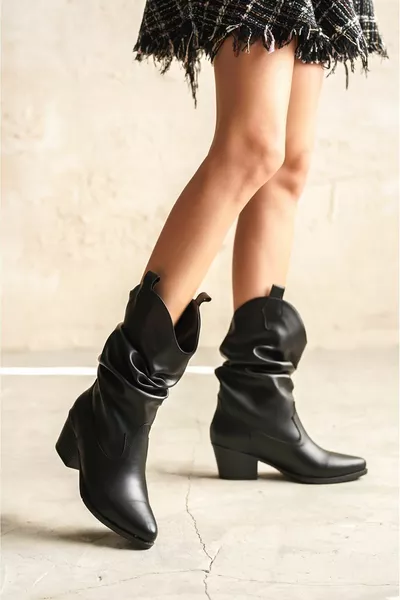 Stivali da cowboy con tacco corto Hector Bellows Detail da donna - nero-pelle