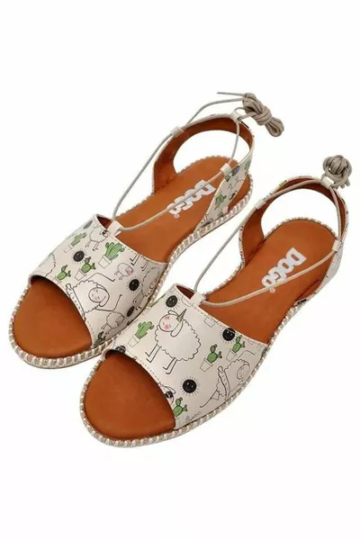 Sandales à lacets beige en cuir végétalien pour femme - I Am The Real Unicorn Design