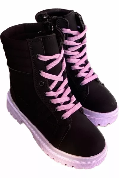 Zwarte waterdichte laarzen met rits en bont aan de binnenkant voor meisjes