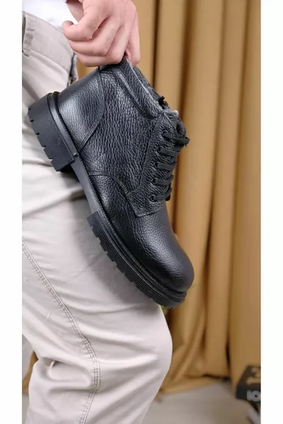 Echt leer, bontlaarzen antislipzool koudbestendige herenlaarzen