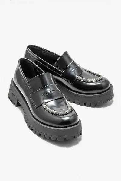 Черные кожаные женские ежедневные мокасины