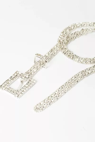 Women's Silver Welding Diamond Stone Belt Elastic..