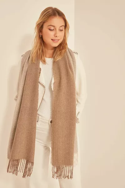  Sciarpa scialle spessa visone fantasia visone a spina di pesce morbida