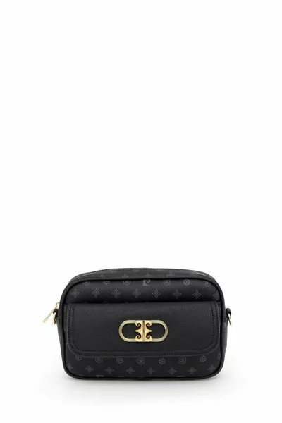 Черная женская сумка через плечо с монограммой 