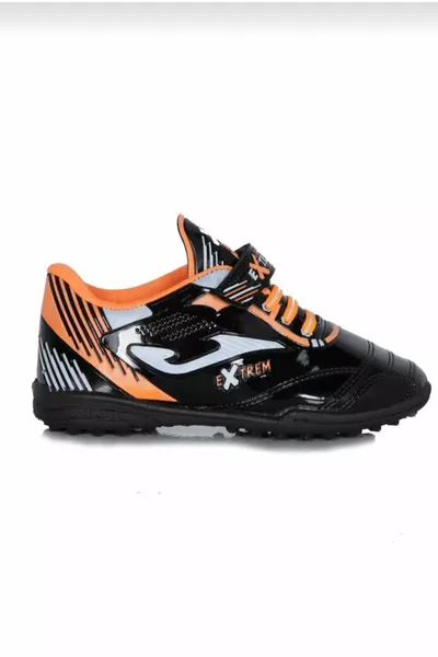 Young Kids Light Orange Black Sole Velcro Astroturf Shoes Football Boots Extreme
