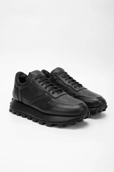 Baskets et baskets en cuir véritable noir pour hommes