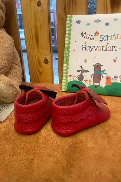 Adele Echt Lederen Baby Loafers Rood