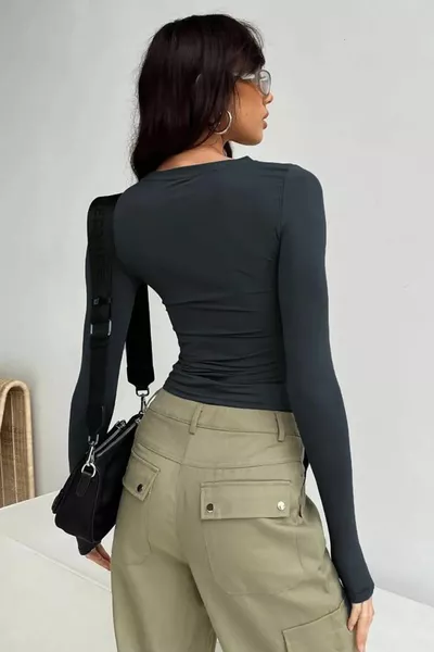 Crew Neck Basic Long Sleeve Bodysuit