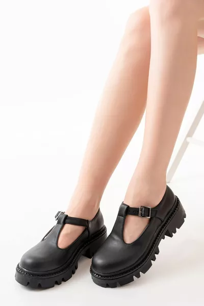  Zwarte casual loafer schoenen met hoge zool