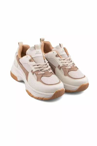 Lambırlent  حذاء رياضي نعل سميك للجنسين BEIGE