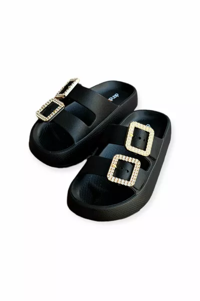 Moda Donna Doppia Fibbia Piattaforma di Pietra Luce Morbida Mare Spiaggia Pantofole Casual