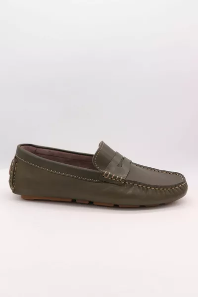 Green Genuine Leather Loafer Shoes