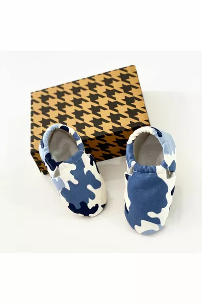 % Cotton Baby Booties % Calfskin Sole Baby Booties