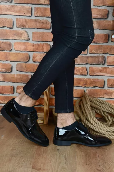  Черная лакированная кожа % кожа мужская классическая обувь