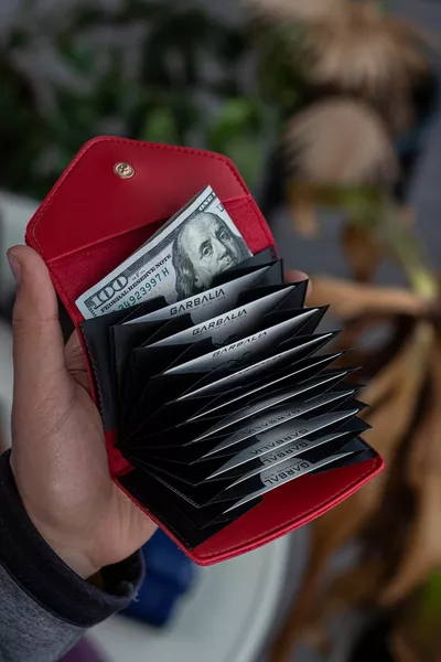 Lviv Vegan Cuir Accordéon Rouge Porte-cartes Femme