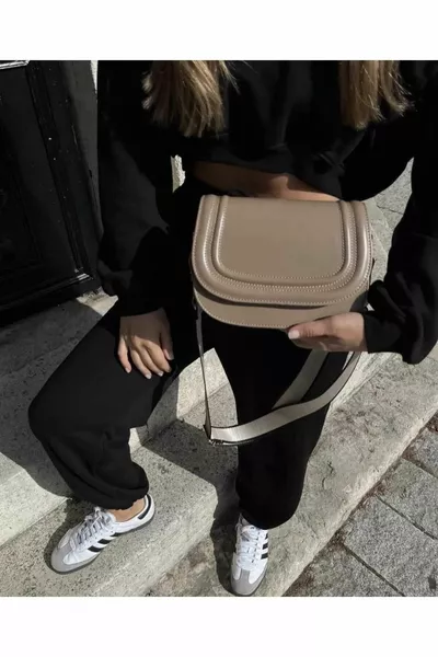 قماش حزام صدفي حقيبة أسود