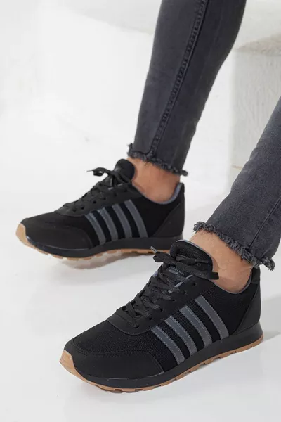 الرجال الأسود المدخن مخطط عارضة عارضة لينة وحيد مريحة الدانتيل المتابعة أحذية رياضية