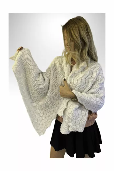 Châle d’épaule en tricot blanc à motif zigzag