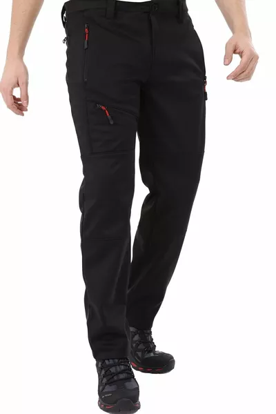 Мужские флисовые тактические уличные водонепроницаемые черные брюки софтшелл