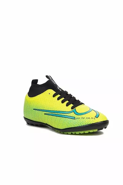 الكاحل الياقة المدورة الجوارب العشب بلا أسنان شقة Astroturf أحذية كرة القدم الأصفر 