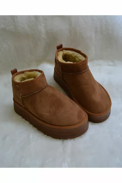 المرأة سميكة وحيد الترا ميني أحذية من جلد الغزال أحذية الشتاء و Bootie