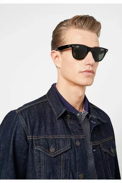   wayfarer Unisex Sunglasses with Black Bone Green Lenses Rb  