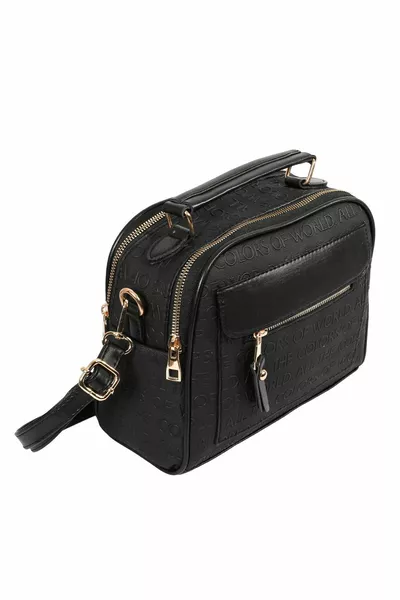 Zwart beletteringspatroon voor dames 3 crossbodytassen met meerdere compartimenten en handschoudertas voor dames