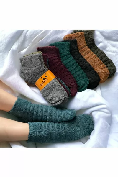 Chaussettes éponge pour femmes Soft Combed 4 paires Chaussettes d’hiver Chaussettes épaisses