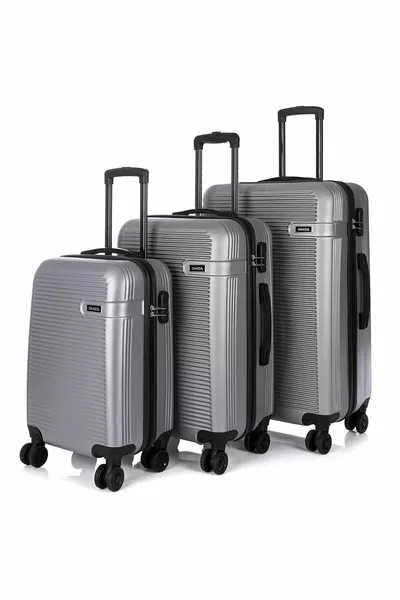  Унисекс комплект куфари от 3 части, сребърен