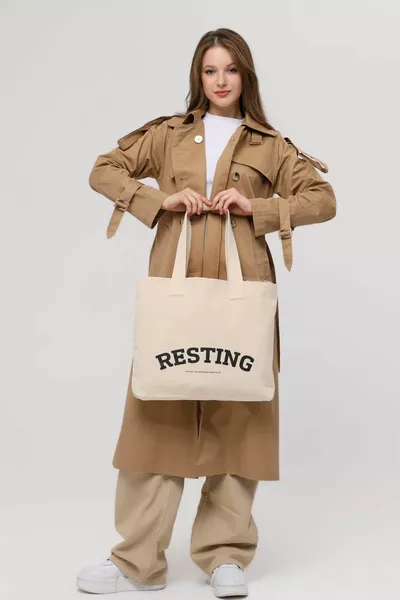 Resting Printed Horizontal Canvas Tote Bag