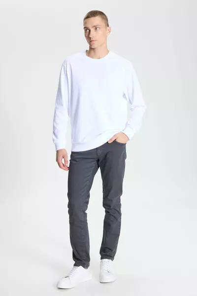 Sweat-shirt en coton blanc à coupe normale coupe normale à 3 fils pour hommes