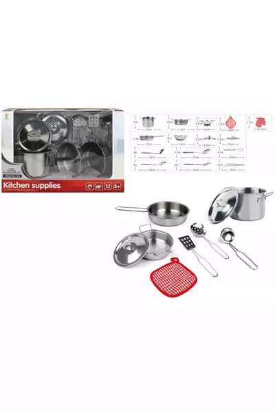 Metal Pots Pans Cooking Toy Kitchen Set