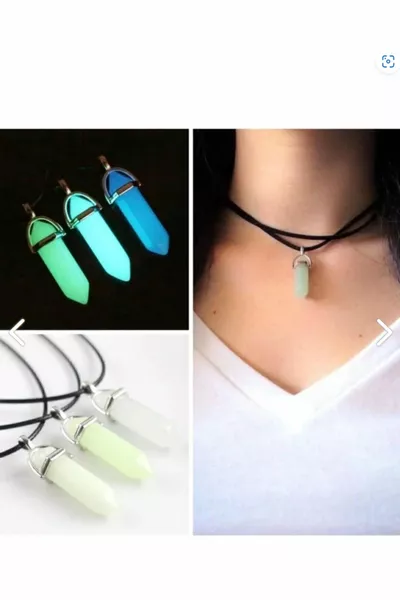 قلادة توهج في الظلام تملأ طاقتها من حجر نيون الشمس الطبيعي