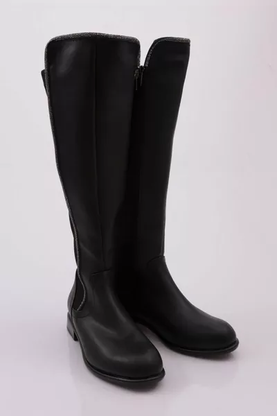 K STIVALI DA DONNA CON STRISCIA DI PIETRA LATERALE ELASTICIZZATA AL GINOCCHIO