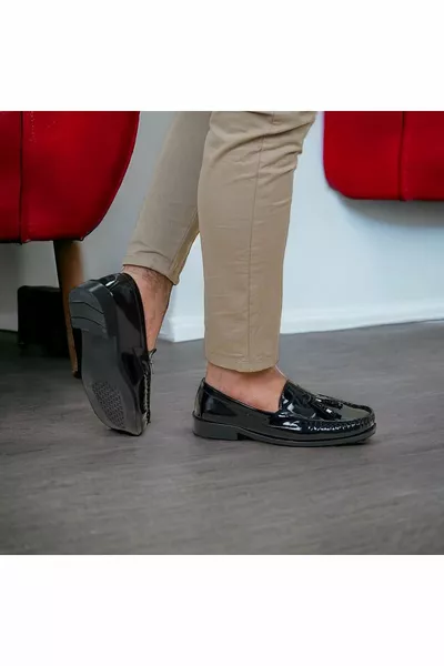 Erenim Schwarze Corcik Classic Herrenschuhe aus Lackleder 