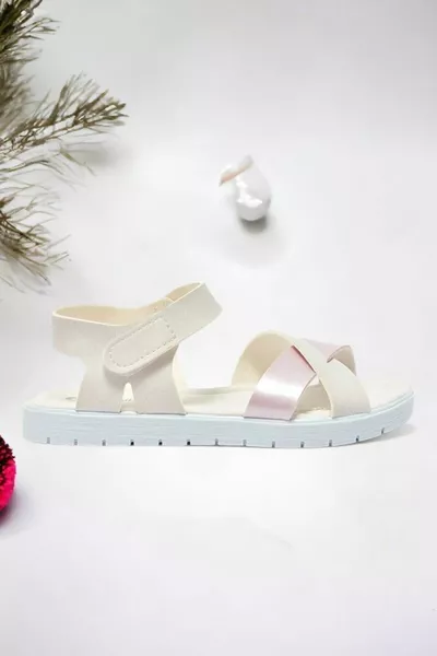 Kreuz Weiß Magenta Mädchen Sandalen
