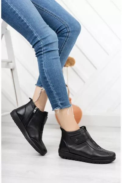 Hakiki Deri Ortopedik Taban Içi Kürklü Cırtlı Kadın Botu Anne Botu