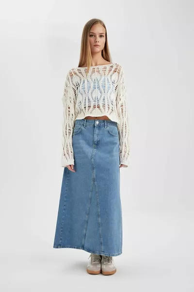 Long Fit Jean Long Length Skirt sp