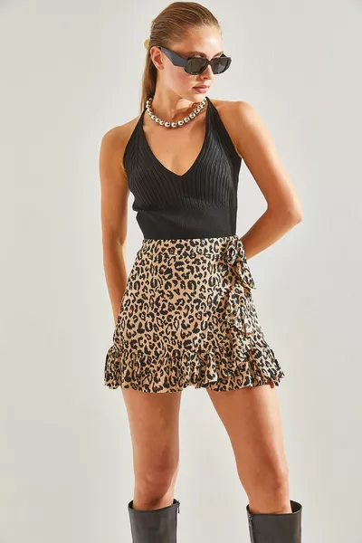 Дамска талия Еластична Шарена Мини Пола 